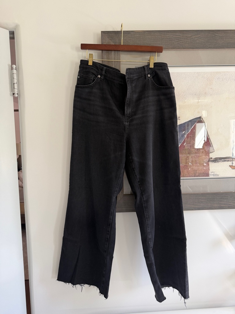 Ag Saige Wide Leg Cropped Black Women's Wide Leg Jeans Euc